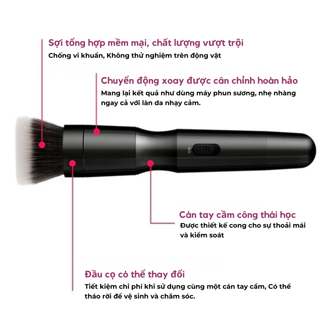 Cọ xoay 3 trong 1 – Tán đều, đẹp tự nhiên